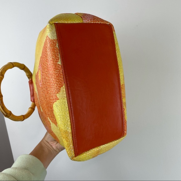 Vintage Sunny Hawaii Floral Bamboo Handbag - Picture 11 of 12